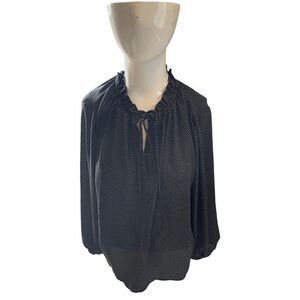 Counterparts Blouse for Women Polka Dots Long Sleeves Sz S Black & White